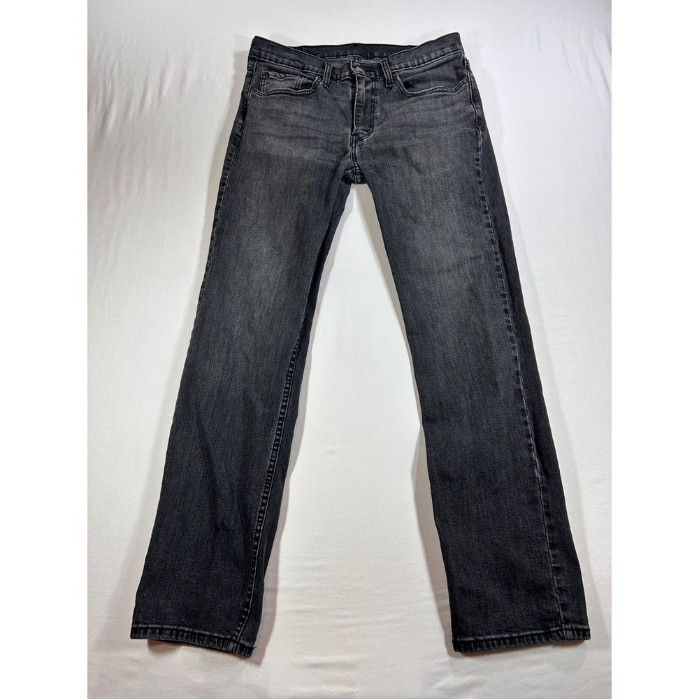 Levis 514 Straight Fit Mens Jeans Faded Black Denim W32 L34 Crotch Flaw